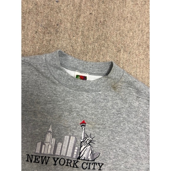 Vintage New York City Sweatshirt Mens Large Gray 1990s Embroidered NYC - Picture 4 of 10